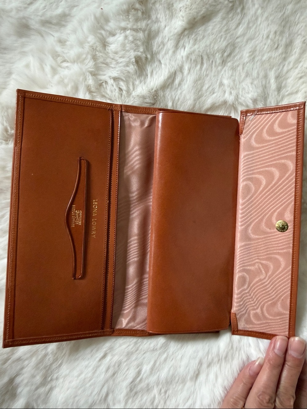 Vintage Princess Gardner Saddle Cowhide Leather Kiss Lock Clutch Wallet NOS New - Picture 5 of 10